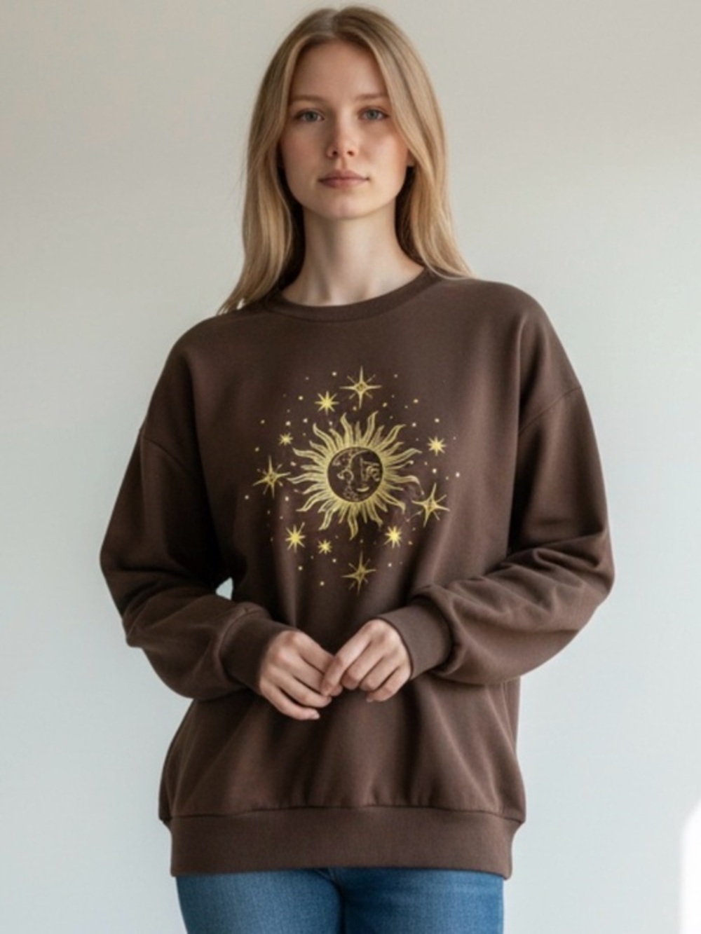 🫶🏻 Boutique Brown Sun & Stars Graphic Sweatshirt NWOT